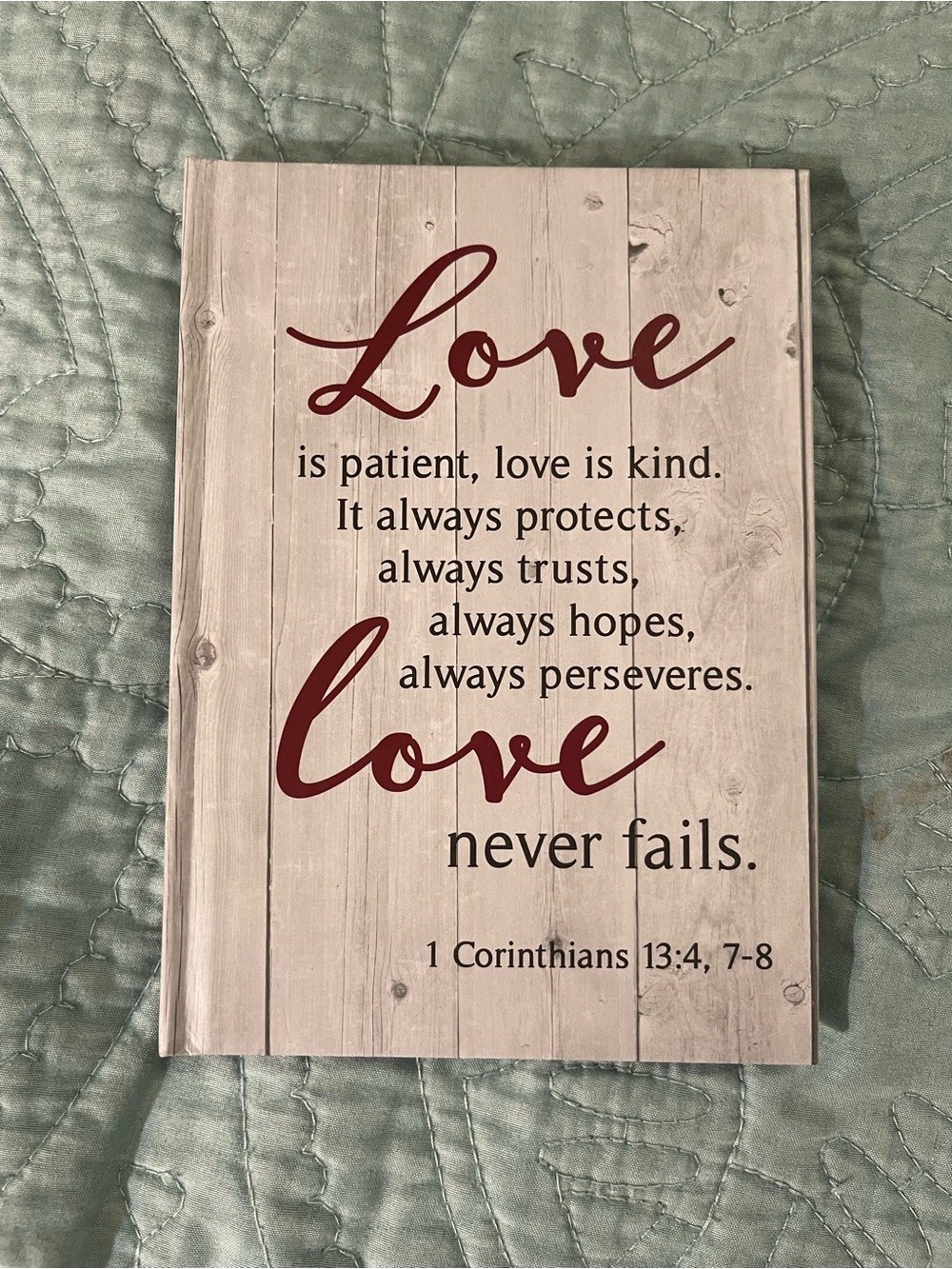 Small Love Hardcover Journal - Cream Woodgrain with Burgundy Script